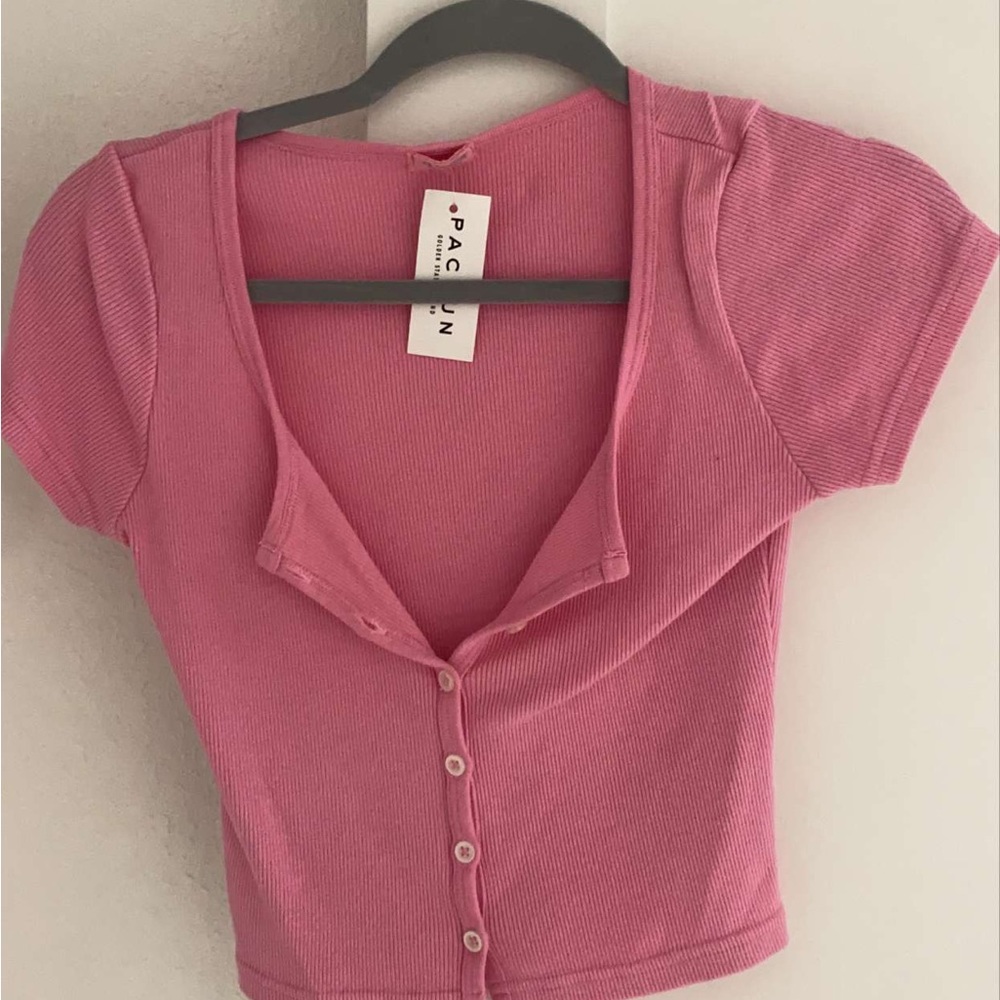 pacsun pink button down top